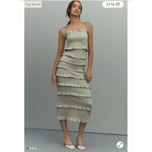 V. Chapman The Lily Midi-Length Dress Sleeveless in Sage Size 12 NWT